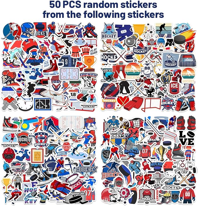 74 PCS Ice Hockey Party Favors, 24 PCS Ice Hockey Slap Bracelets 50 PCS Ice Hockey Stickers Ice Hockey Birthday Party Decorations Supplies Gifts for Kids Classroom Rewards