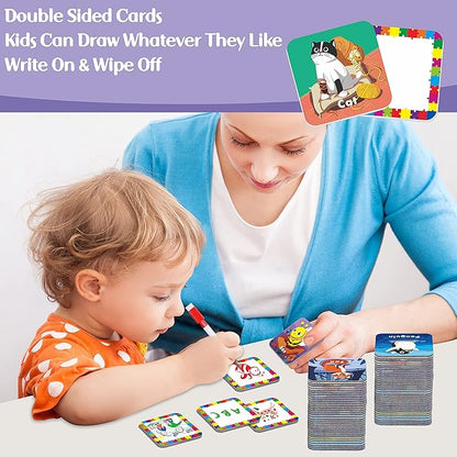 Hebayy 36 Pair Animal Matching Memory Game Flash Cards for Toddlers, Preschool, Kindergarten and Home. Erasable, Fun & Fast, Travel Friendly, Skill Building. Size 2” x 2”(5 x 5 cm)