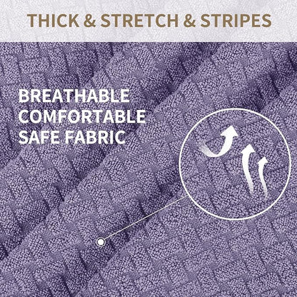 JIVINER 8-Piece Recliner Sofa Covers Stretch Jacquard Couch Covers for Recliner Slipcovers for Living Room 3 Cushion Soft Recliner Protector with Pocket (Sofa Recliner, Light Purple)