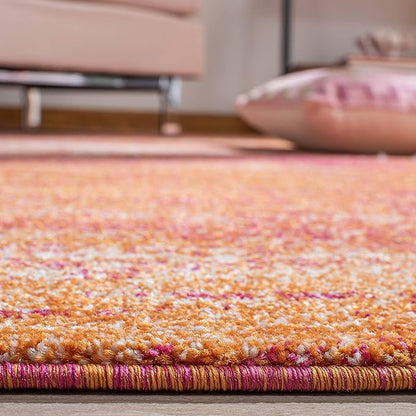 SAFAVIEH Evoke Collection 2'2" x 9' Ivory / Orange EVK272P Modern Abstract Non-Shedding Living Room Entryway Foyer Hallway Bedroom Runner Rug