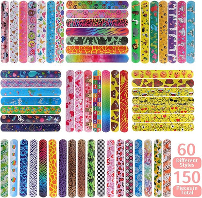 150 Pcs Slap Bracelets for Kids,Party Favors with Colorful Hearts Animals Unicorn Print Design,Slap Bands Wristbands for Boys Girls Birthday Party Supplies,Valentine Classroom Prizes Exchanging Gifts