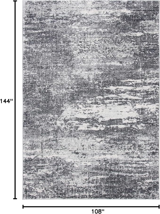 SAFAVIEH Evoke Collection 9' x 12' Ivory/Grey EVK272F Modern Abstract Non-Shedding Living Room Bedroom Dining Home Office Area Rug