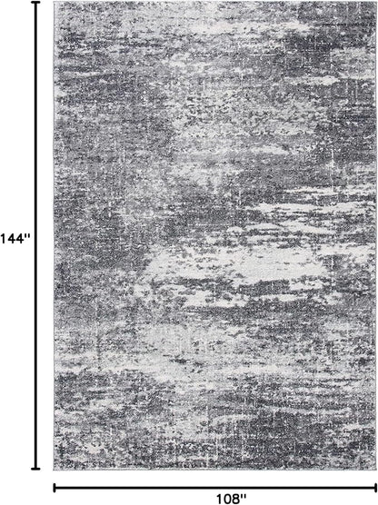 SAFAVIEH Evoke Collection 9' x 12' Ivory/Grey EVK272F Modern Abstract Non-Shedding Living Room Bedroom Dining Home Office Area Rug