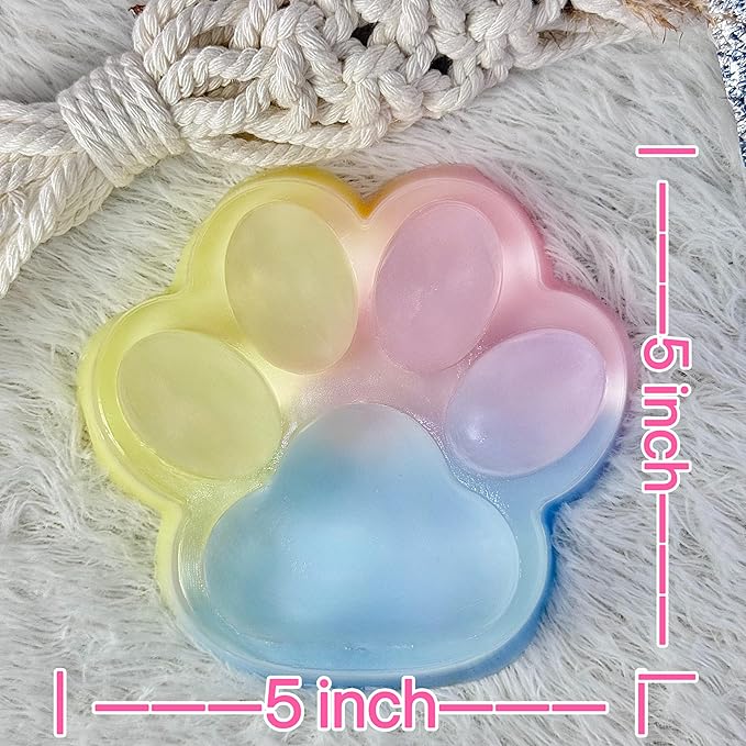 Big Taba Squishy Cat Paw, 5 in Large Paw Squeeze Toy for Stress Relief and Relax, Sticky Squishies Fidget Toys for Party Favors Novelty Things Birthday Gift (Tri-Color)