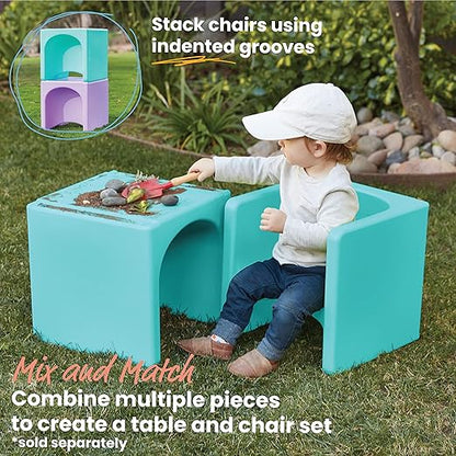 ECR4Kids Tri-Me 3-In-1 Cube Chair, Kids Furniture, Aqua