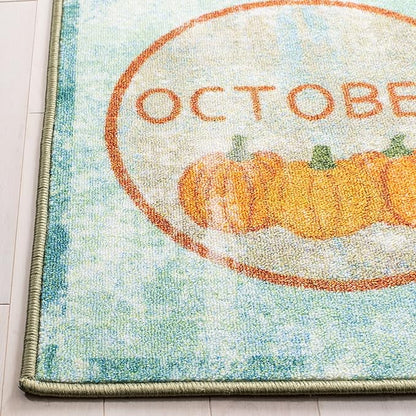 SAFAVIEH Kids Playhouse Collection Accent Rug - 3'3" x 5'3", Green & Blue, Non-Shedding Machine Washable & Slip Resistant Ideal for High Traffic Areas for Boys & Girls in Playroom, Bedroom (KPH256Y)