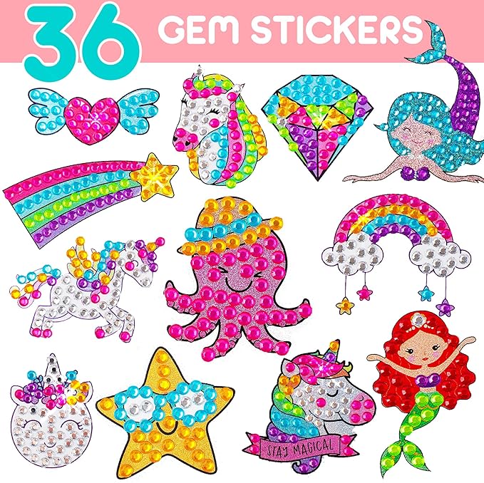 Blue Squid Diamond Art Kits for Kids – Fun & Easy DIY 5D Gem Art Gift Set for Keychains, Stickers, Sun Catchers - Diamond Painting Arts & Crafts Kit for Kids, Girls, Boys Ages 6 7 8 9 10 11 12