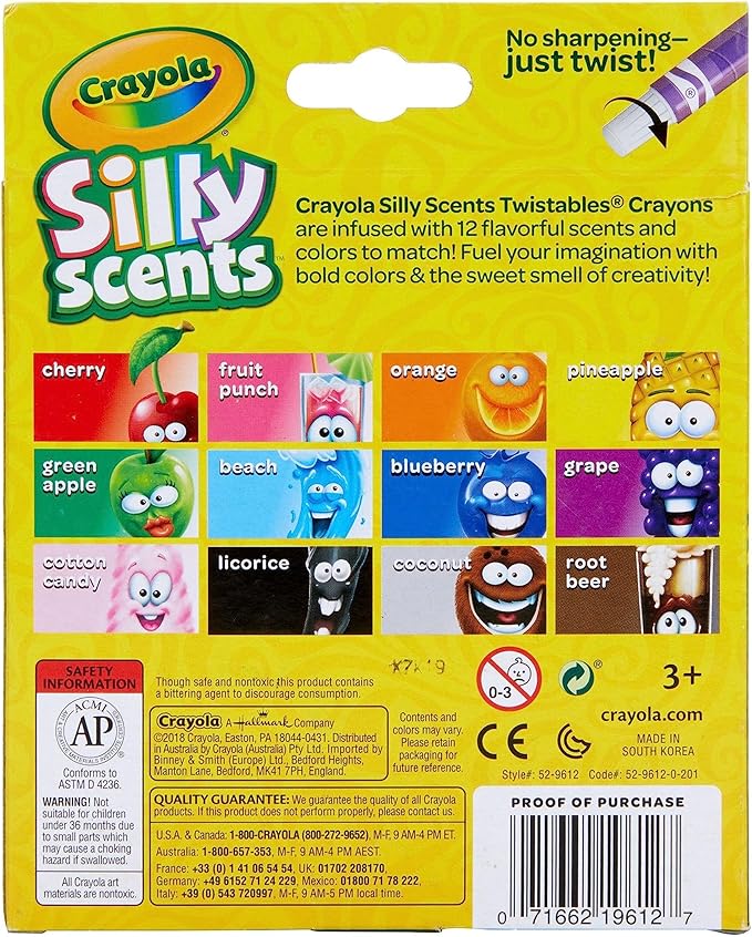 Crayola Silly Scents Twistables Crayons, 12 Count, Coloring Supplies, Gift for Kids