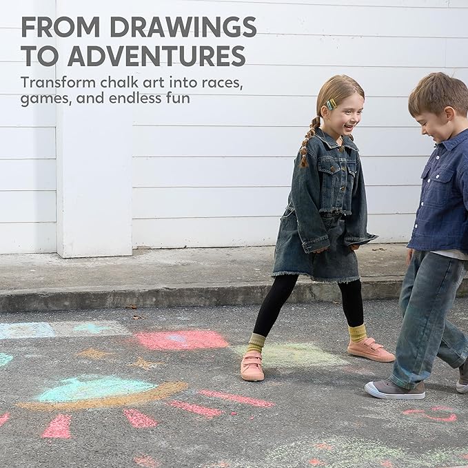 JOYIN 20 PCS Washable Sidewalk Chalks Set in 20 Colors, Non-Toxic Jumbo Colored Chalk for Kids, Painting for Outdoor Games, School Supplies, Painting on Chalkboard