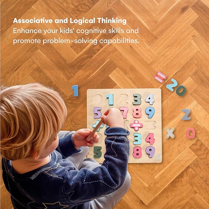 Childlike Behavior Premium Number Puzzles - 11" x 11", Chunky Board Puzzle for Toddlers and Kids 1-5 Years - Colorful, Educational Sorting Toy for Early Development - Ideal for Boys and Girls