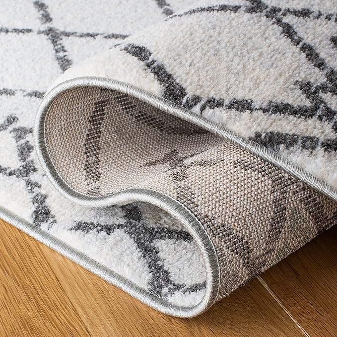 SAFAVIEH Amsterdam Collection Runner Rug - 2'3" x 8', Grey & Ivory, Moroccan Boho Design, Non-Shedding & Easy Care, Ideal for High Traffic Areas in Living Room, Bedroom (AMS115F)