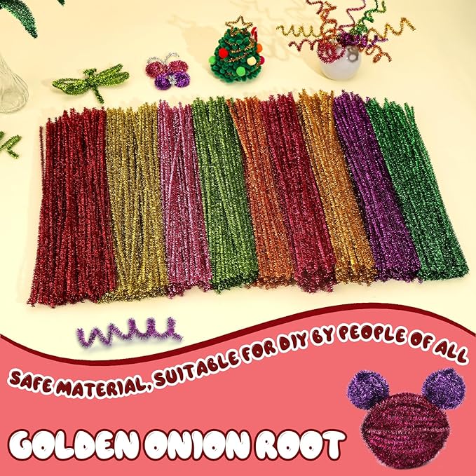 Pipe Cleaners, 100PCS Christmas Pipe Cleaners Craft Supplies, Wine Red Pipe Cleaners Bulk Fuzzy Sticks for DIY Art and Craft Projects Home Decoration