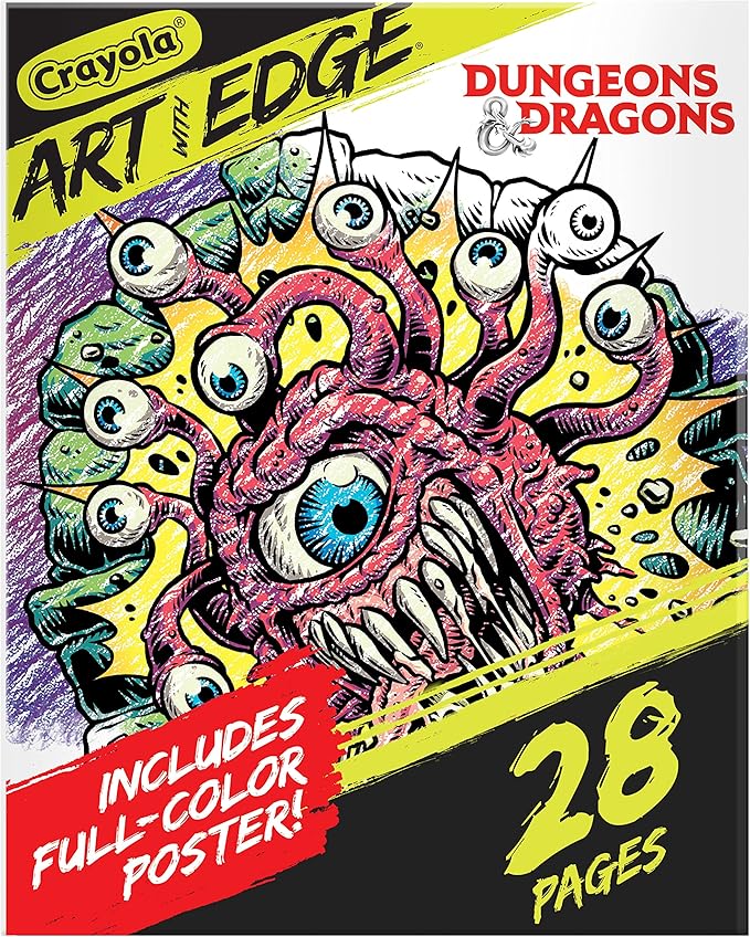 Crayola Art with Edge Dungeons & Dragons Coloring Pages (28pgs), Adult Coloring, DND, Full Poster Included, Gift for Teens