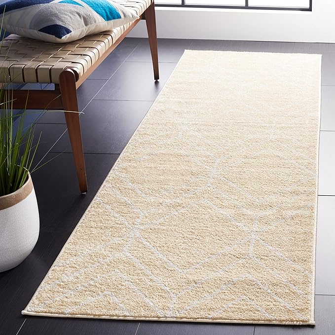 SAFAVIEH Adirondack Collection Runner Rug - 2'6" x 8', Gold & Light Grey, Modern Geometric Design, Non-Shedding & Easy Care, Ideal for High Traffic Areas in Living Room, Bedroom (ADR241D)
