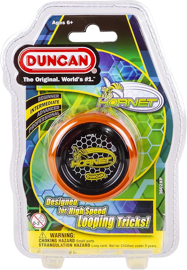 Duncan Toys Hornet Pro Looping Yo-Yo with String, Ball Bearing Axle and Plastic Body, Orange with Black Cap