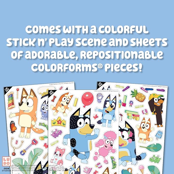 Colorforms Bluey Set - Repositionable Pieces Stick Like Magic - Scenes and Pieces from The Show Bluey for Storytelling Imaginative Play - Ages 3+