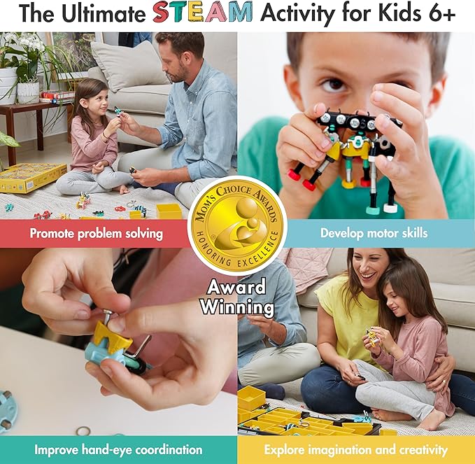 Family Kit Steam Toys, 1000+ Pcs Educational Toy Building Sets for Stem Classroom Games, Build and Play Construction Set for Group Play, Valentine Birthday Gifts for Kids 6 7 8 9+