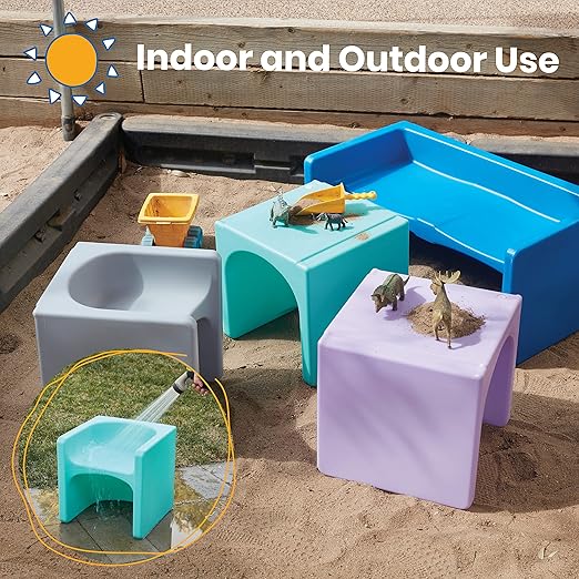 ECR4Kids Tri-Me 3-In-1 Cube Chair, Kids Furniture, Aqua