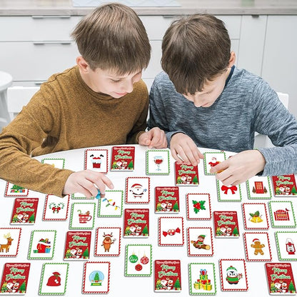 gisgfim 50 Pairs Memory Matching Game Merry Christmas Concentration Memory Games for Kids Educational Ages 3-8 A Fun & Fast Christmas Winter Theme Memory Matching Games