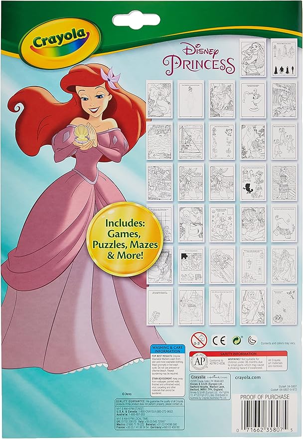 Crayola Disney Princess Color & Activity Book, 32 Coloring Pages & 7 Mini Markers, Gift for Kids, Packaging May Vary