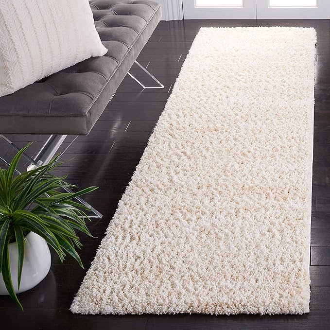 SAFAVIEH Berber Shag Collection Runner Rug - 2'3" x 8', Ivory & Beige, Non-Shedding & Easy Care, 1.2-inch Thick Ideal for High Traffic Areas in Living Room, Bedroom (BER563A)
