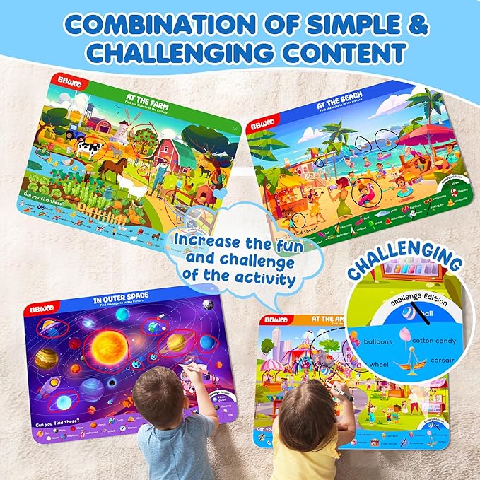 Preschool Learning Activities Search and Find Books, Travel Game for Road Trip Car Airplane, Busy Book Activity Books Birthday Gifts for Kids Ages 3-8