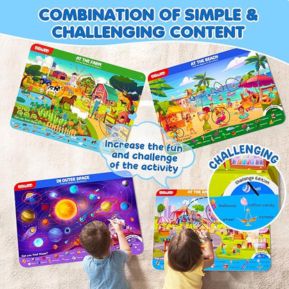 Preschool Learning Activities Search and Find Books, Travel Game for Road Trip Car Airplane, Busy Book Activity Books Birthday Gifts for Kids Ages 3-8