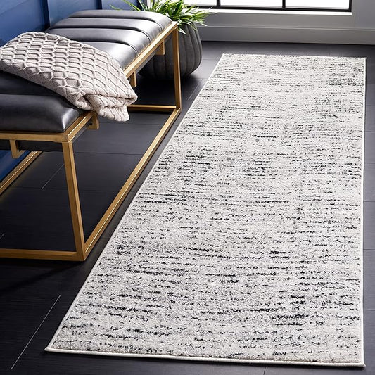 SAFAVIEH Adirondack Collection Runner Rug - 2'6" x 6', Ivory & Silver, Modern Abstract Design, Non-Shedding & Easy Care, Ideal for High Traffic Areas in Living Room, Bedroom (ADR117B)