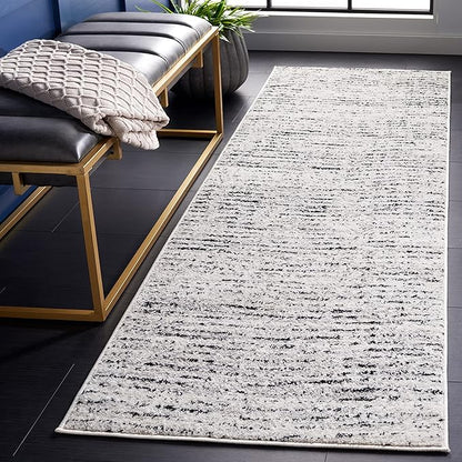 SAFAVIEH Adirondack Collection Runner Rug - 2'6" x 8', Ivory & Silver, Modern Abstract Design, Non-Shedding & Easy Care, Ideal for High Traffic Areas in Living Room, Bedroom (ADR117B)