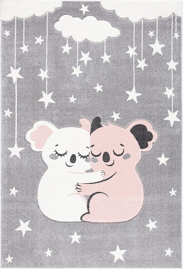 SAFAVIEH Carousel Kids Collection Accent Rug - 2' x 3', Grey & Ivory, Koala Design, Non-Shedding & Easy Care, Ideal for High Traffic Areas for Boys & Girls in Playroom, Nursery, Bedroom (CRK195F)