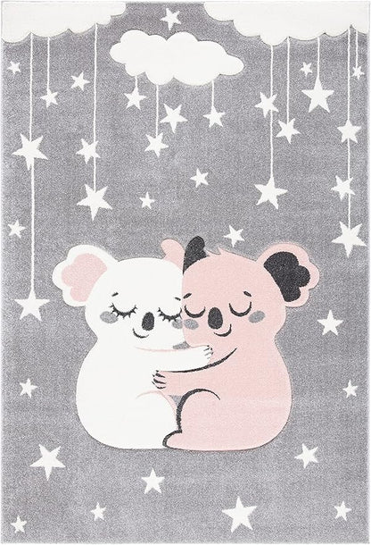 SAFAVIEH Carousel Kids Collection Accent Rug - 2' x 3', Grey & Ivory, Koala Design, Non-Shedding & Easy Care, Ideal for High Traffic Areas for Boys & Girls in Playroom, Nursery, Bedroom (CRK195F)