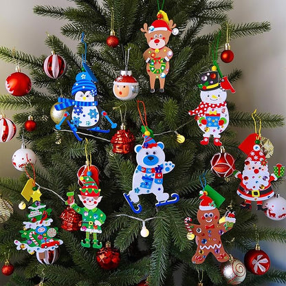 Winlyn 24 Set Christmas Craft Kits - Winter Crafts DIY Ornaments & Decorations - Festive Foam Stickers - Arts & Crafts for Kids - Holiday Home & Classroom Activities - Party Favors