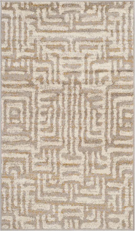 SAFAVIEH Amsterdam Collection Accent Rug - 3' x 5', Ivory & Mauve, Modern Abstract Design, Non-Shedding & Easy Care, Ideal for High Traffic Areas in Entryway, Living Room, Bedroom (AMS106A)