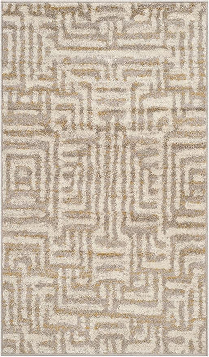 SAFAVIEH Amsterdam Collection Accent Rug - 3' x 5', Ivory & Mauve, Modern Abstract Design, Non-Shedding & Easy Care, Ideal for High Traffic Areas in Entryway, Living Room, Bedroom (AMS106A)