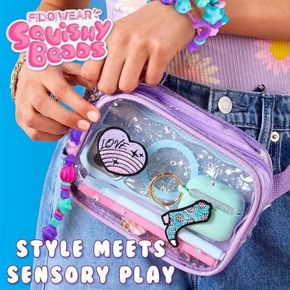 Fidgiwear Squishy Beads – Dreamy Blue Theme, Create Fashionable Fidget Jewelry with Scented Squishy Beads for Jewelry Making, Toddler Sensory Bracelet Making Kit for Ages 3+