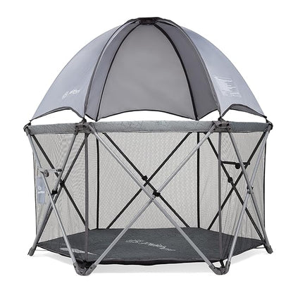 Baby Delight Go with Me Eclipse Deluxe Portable Playard | Playpen | Sun Canopy | Indoor and Outdoor | Ultra Padded Nylon Floor | Elephant Grey