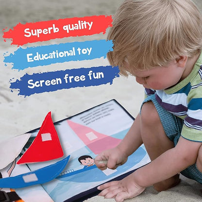 Bilingual Quiet Book for 18 months Babies Boys and Girls | Written in English and Spanish | 1 Plush Toy Included | Sensorial Felt Book for Babies | Carry on Travel Toy | Preschool and Early Learning.