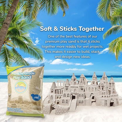 Classic Sand and Play Sand for Sandbox, Table, Therapy, and Outdoor Use, 20 lb. Bag, Natural, Non-Toxic, Wet Castle Building for Creativity and Stimulates Sensory Skills