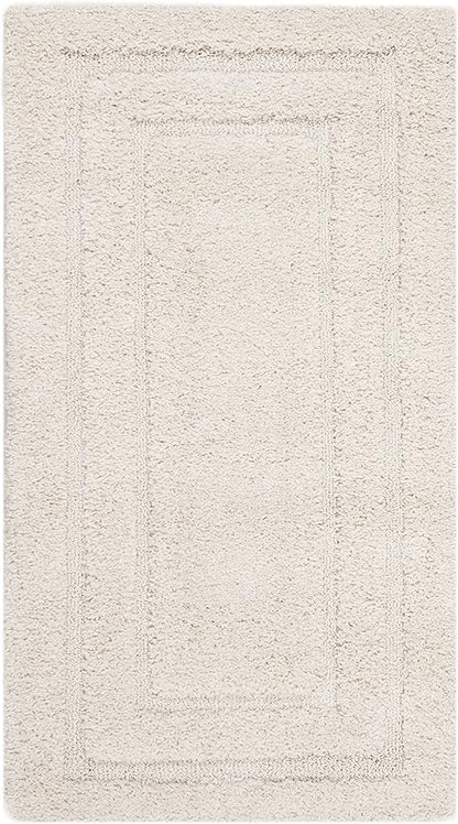 SAFAVIEH Florida Shag Collection Accent Rug - 4' x 6', Creme & Creme, Border Design, Non-Shedding & Easy Care, 1.2-inch Thick Ideal for High Traffic Areas in Foyer, Living Room, Bedroom (SG454-1111)