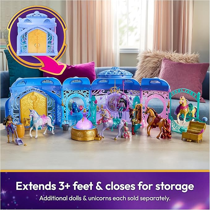 Unicorn Academy, Starglow Fountain & Stable Playset with Wildstar, Lights & Sounds, 24 Accessories, Dolls & Unicorn Toys for Girls Ages 4 and up