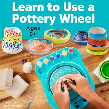 Faber-Castell Pottery Studio - Kids Pottery Wheel Kit for Ages 8+, Complete Pottery Wheel and Painting Kit for Beginners, 3 lbs of Sculpting Clay and Tools