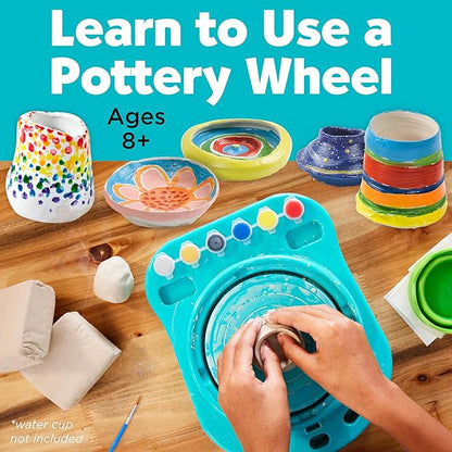 Faber-Castell Pottery Studio - Kids Pottery Wheel Kit for Ages 8+, Complete Pottery Wheel and Painting Kit for Beginners, 3 lbs of Sculpting Clay and Tools