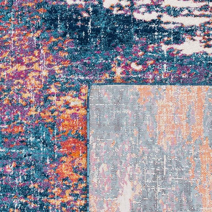 SAFAVIEH Evoke Collection 5'1" x 7'6" Navy / Orange EVK272N Modern Abstract Non-Shedding Living Room Bedroom Area Rug