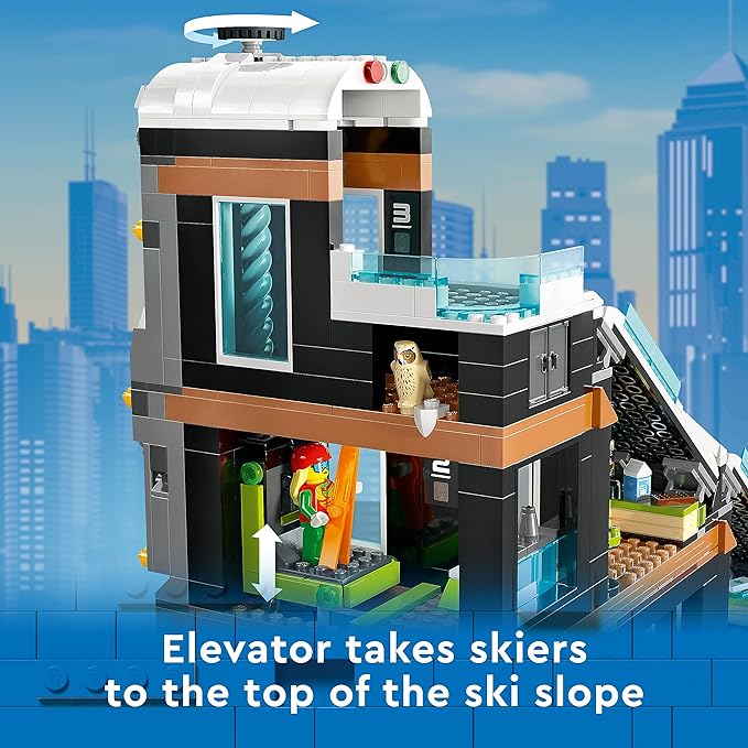 LEGO City Ski and Climbing Center Building Toy Set, 3-Level Building with a Ski Slope, 8 Minifigures and 2 Animal Figures for Imaginative Winter Sports Play, Fun Gift Idea for Kids and Ski Fans, 60366
