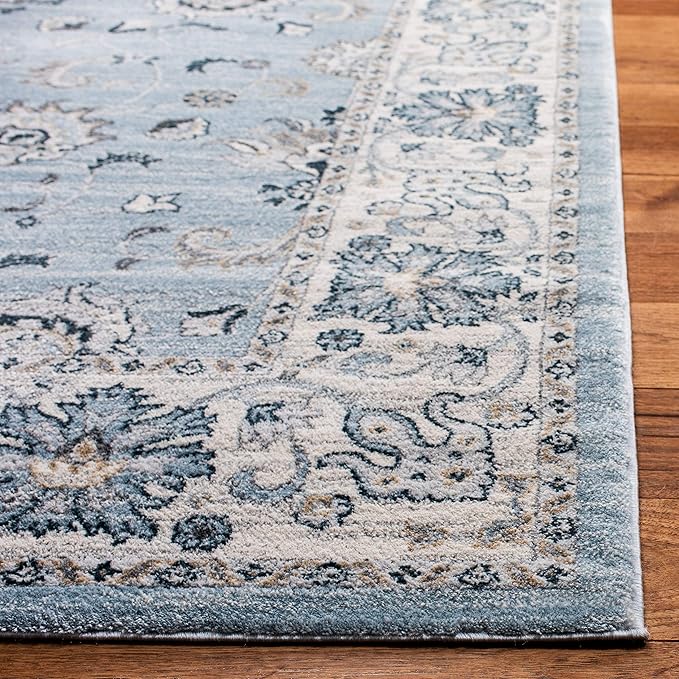 SAFAVIEH Isabella Collection Runner Rug - 2'2" x 7', Light Blue & Cream, Oriental Design, Non-Shedding & Easy Care, Ideal for High Traffic Areas in Living Room, Bedroom (ISA940M)