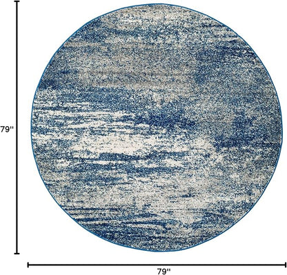SAFAVIEH Evoke Collection 6'7" Round Navy/Ivory EVK272A Modern Abstract Non-Shedding Dining Room Entryway Foyer Living Room Bedroom Area Rug