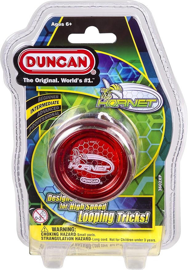 Duncan Toys Hornet Pro Looping Yo-Yo with String, Ball Bearing Axle and Plastic Body, Clear with Red Cap