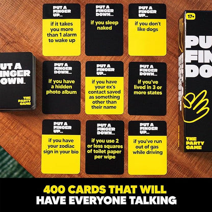 Put A Finger Down - Hilarious Party Card Game, Game Night, Parties, Big and Small Groups | Fun Social Icebreaker with 400 Cards for 2+ Players, Ages 17+