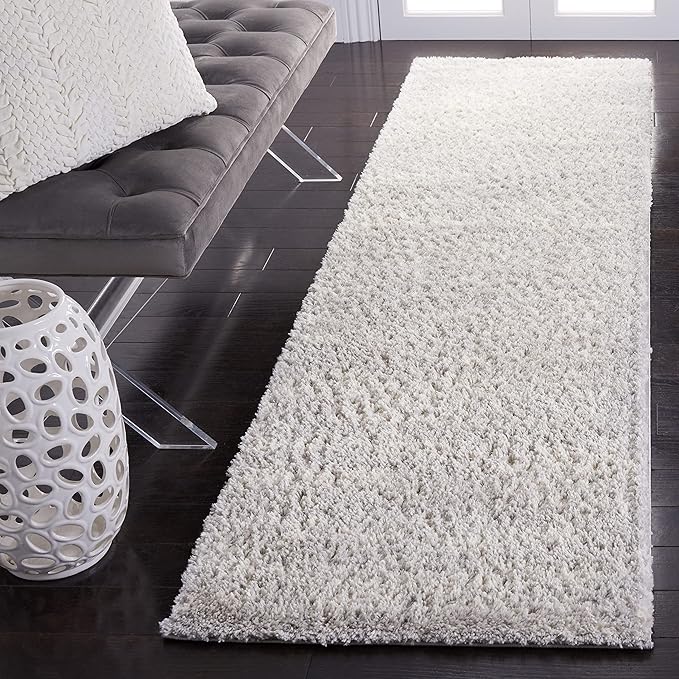 SAFAVIEH Berber Shag Collection Runner Rug - 2'3" x 8', Grey & Ivory, Non-Shedding & Easy Care, 1.2-inch Thick Ideal for High Traffic Areas in Living Room, Bedroom (BER563G)
