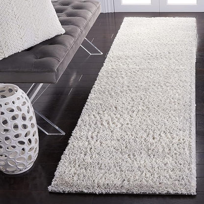 SAFAVIEH Berber Shag Collection Runner Rug - 2'3" x 8', Grey & Ivory, Non-Shedding & Easy Care, 1.2-inch Thick Ideal for High Traffic Areas in Living Room, Bedroom (BER563G)